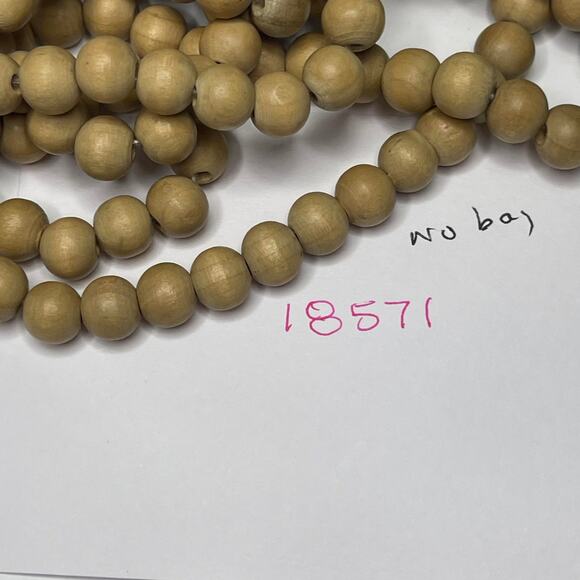 khaki tan wooden beaded necklace costume jewelry long wear wrapped tied - Picture 14 of 15